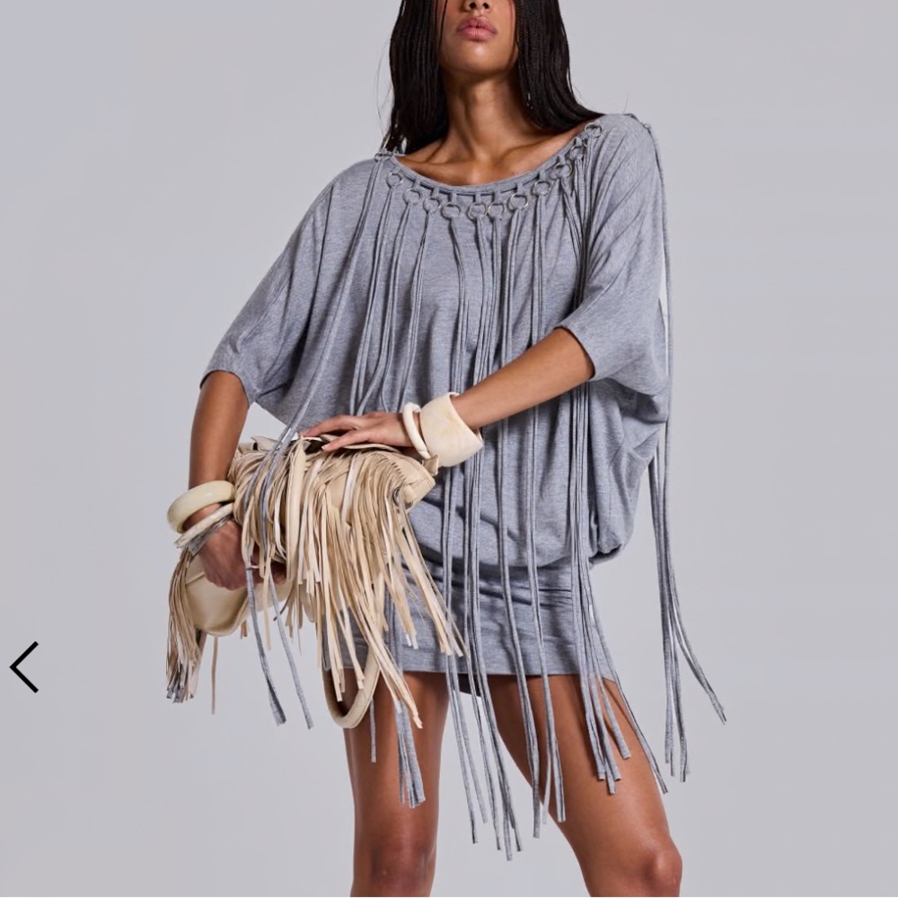 Jaded London Ophidian Fringe Jersey Mini Dress